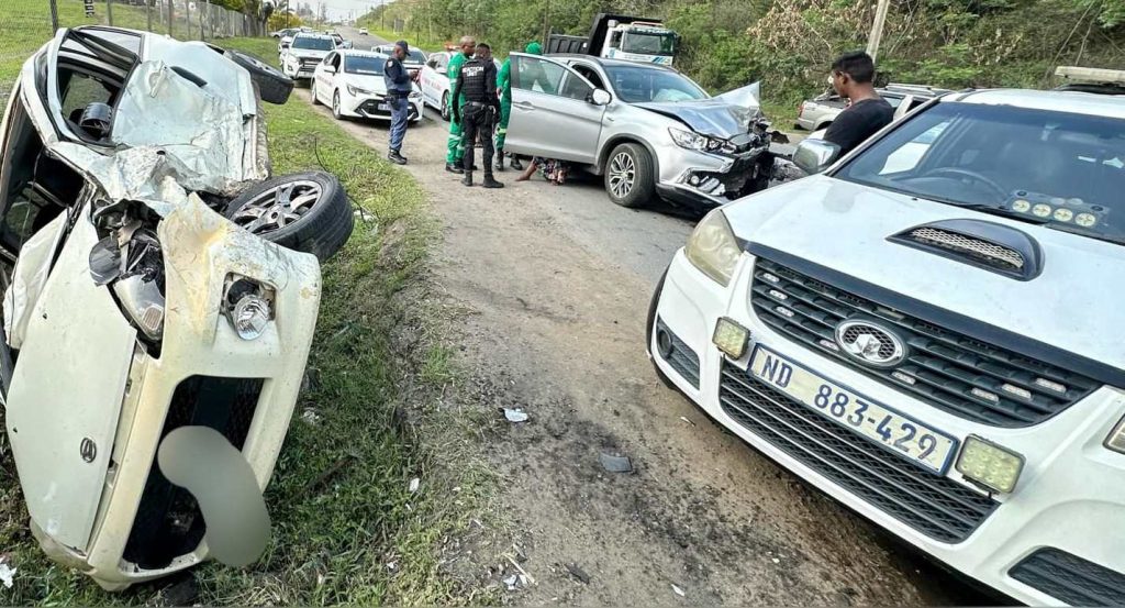 Driver extricated from overturned vehicle