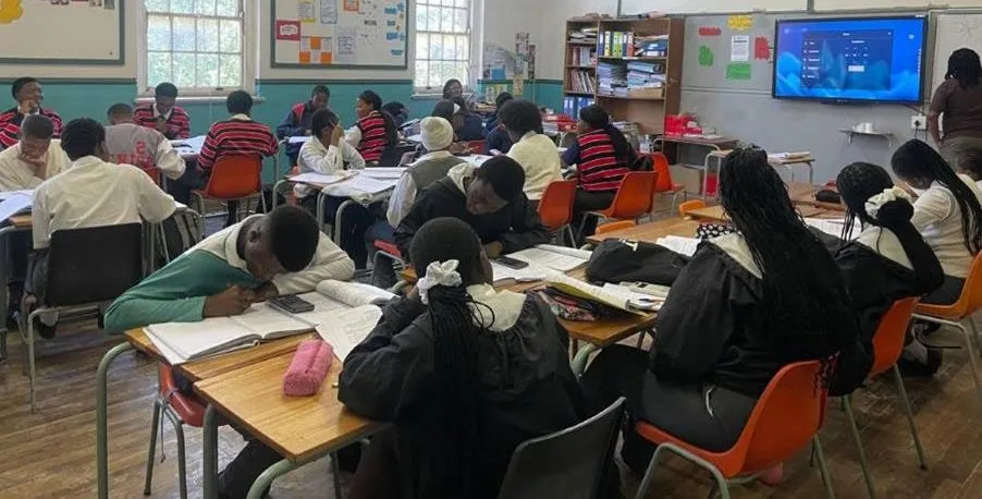 A group of pupils attending Saturday classes